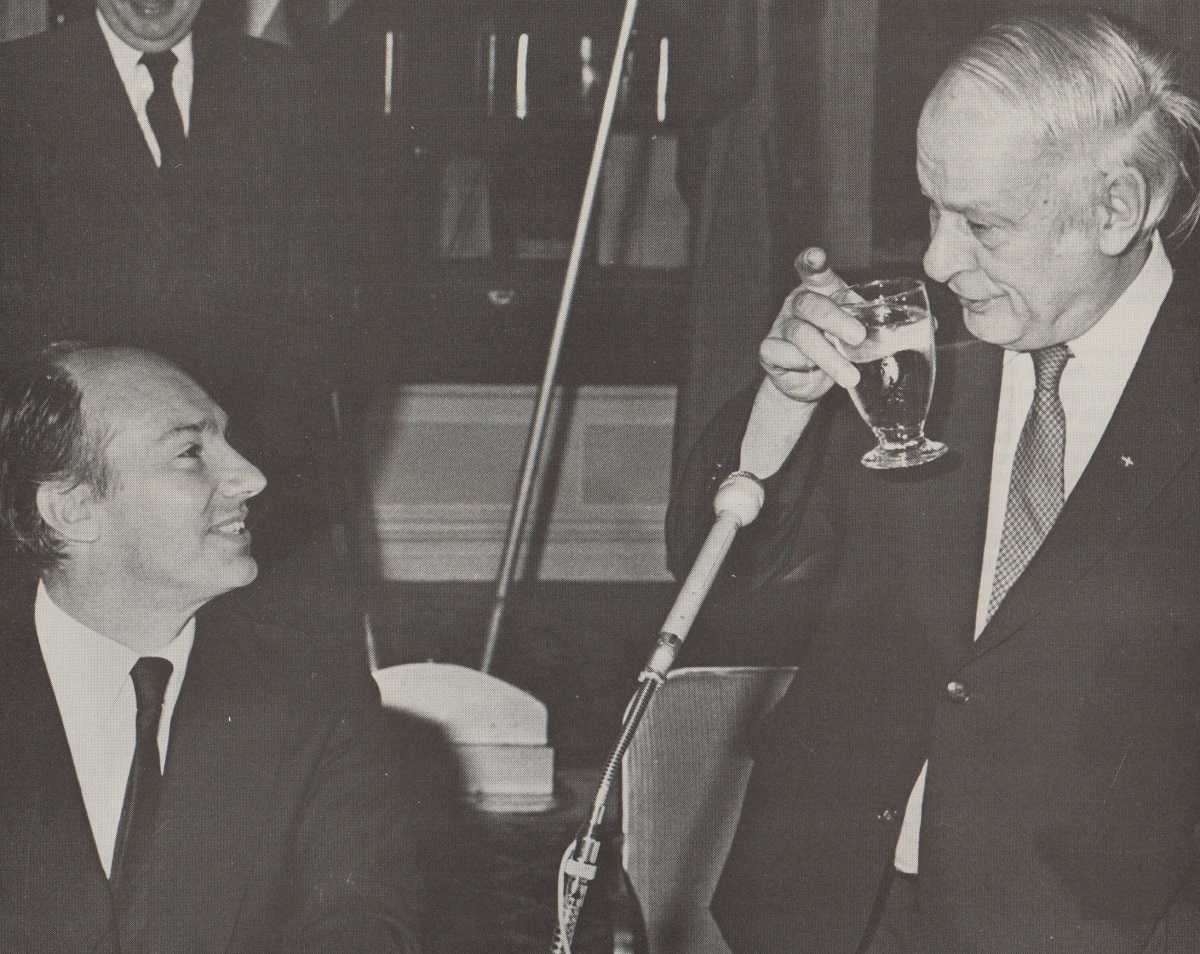 Aga Khan toasted by Rene Levesque, Montreal 1983