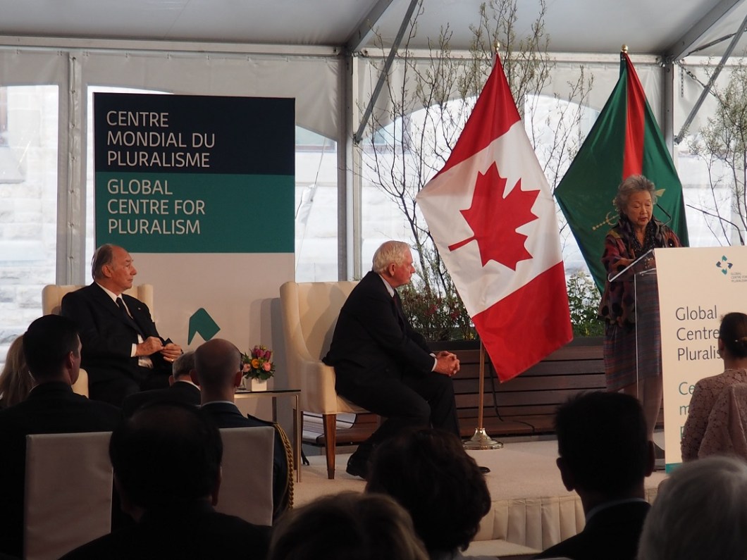 Adrienne Clarkson closing remrks Global Centre for Pluralism in the presence of David Johnston and the Aga Khan. Photo: Malik Merchant.