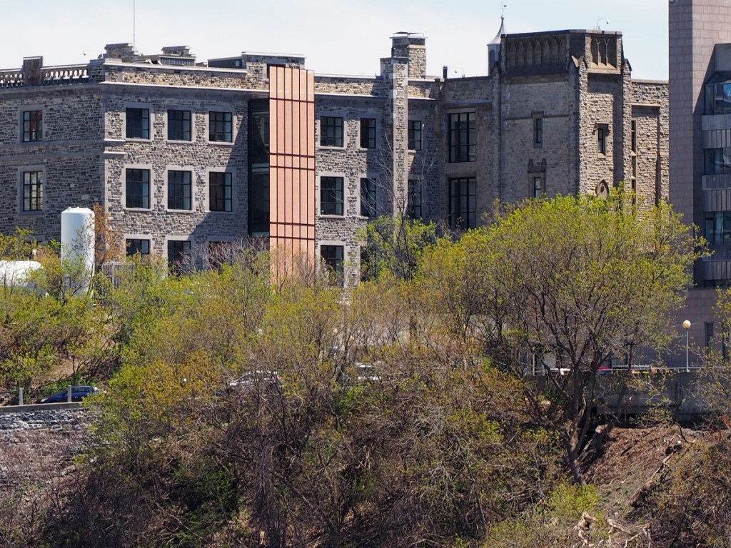 Global Centre for Pluralism close-up photo from Gatineau's Jacques Cartier Park.