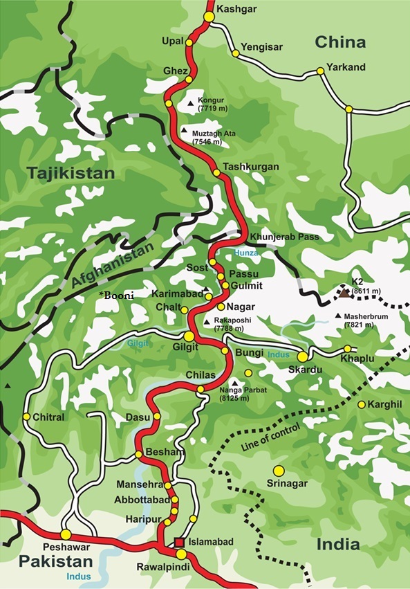Gilgit-Baltistan Map with surrounding regions