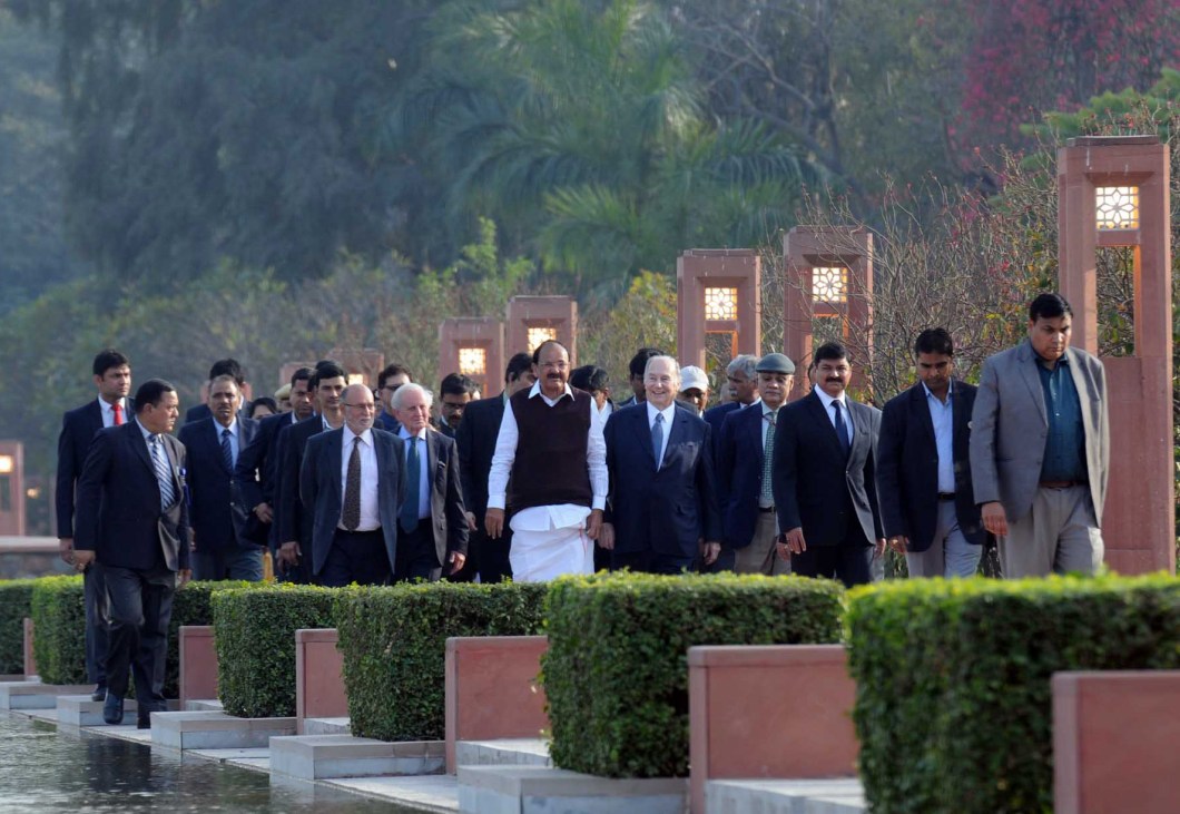 20180221_Aga Khan and VP India walking around Sunder Nursery