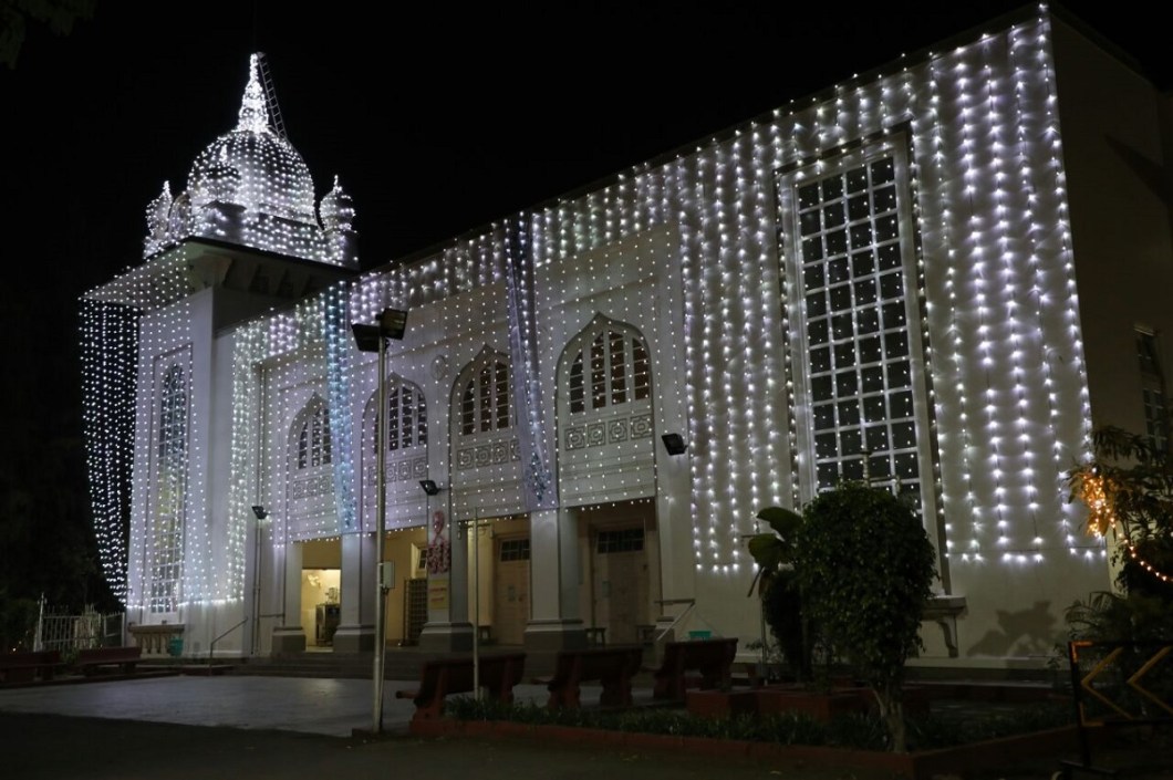 Aga Khan Diamond Jubilee decorations on Pune Jamatkhana India IMG-20180214-WA0014