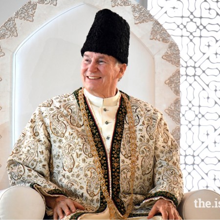 Mawlana Hazar Imam, His Highness the Aga Khan, pictured at the Diamond Jubilee Darbar in Paris, France. Photograph: The Ismaili.