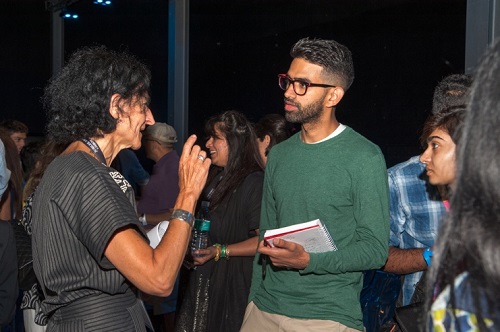 Sara Diamond engaging with audience member IAG panel Lisbon