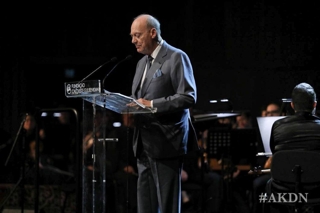 Prince Amyn Aga Khan delivering remarks during concert at Gulbenkian Museum