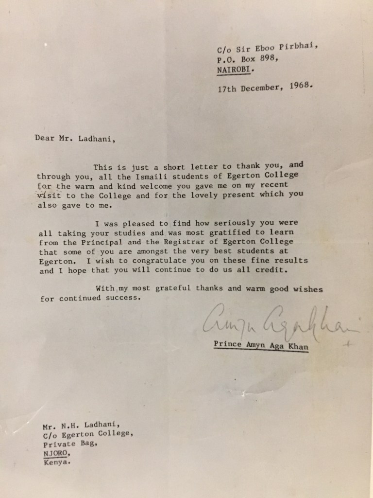 Prince Amyn Aga Khan, Egerton College Njoro, Nakuru,Kenya. Simerg and Barakah