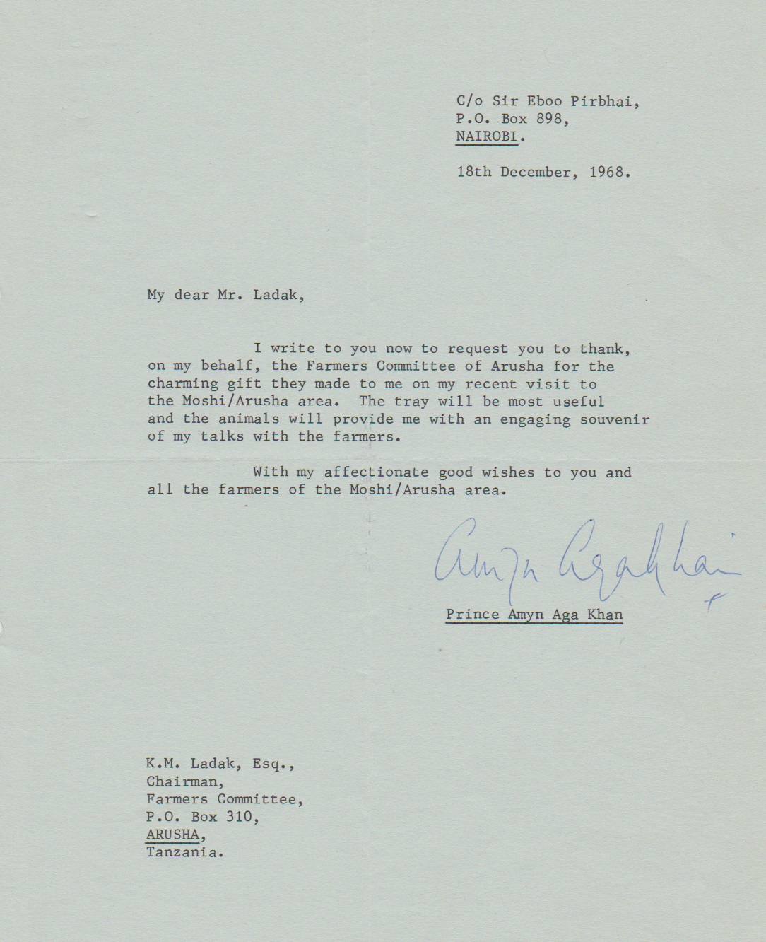 Prince Amyn Aga Khan Arusha visit 1968, Barakah and Simerg