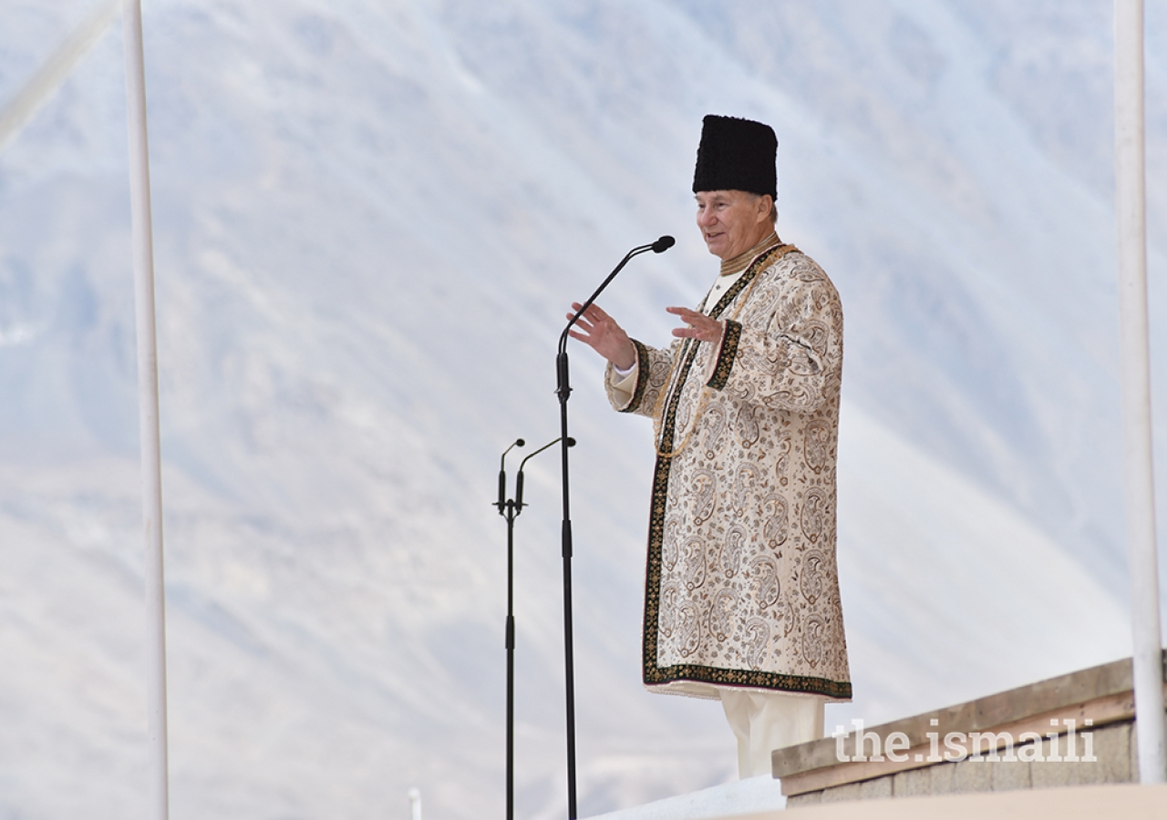 Mawlana Hazar Imam, His Highness the Aga Khan, during his Diamond Jubilee visit at Taus, Pakistan