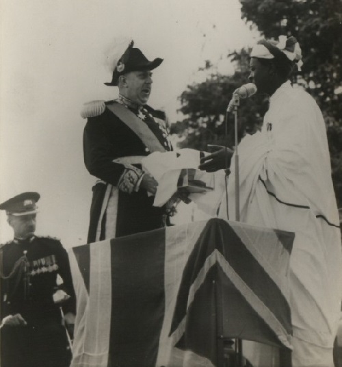 Chief Mkwawa's skull being returned to Tanganyika by British Governor Edward Twinning.
