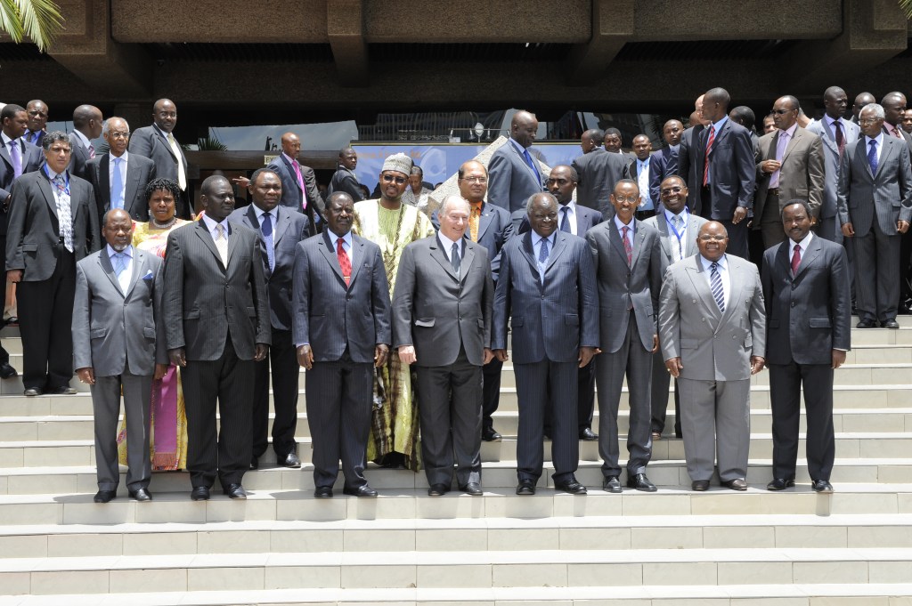 Aga Khan at Pan Africa Media Conference with East African Leaders including Mkapa of Tanzania. Barakah