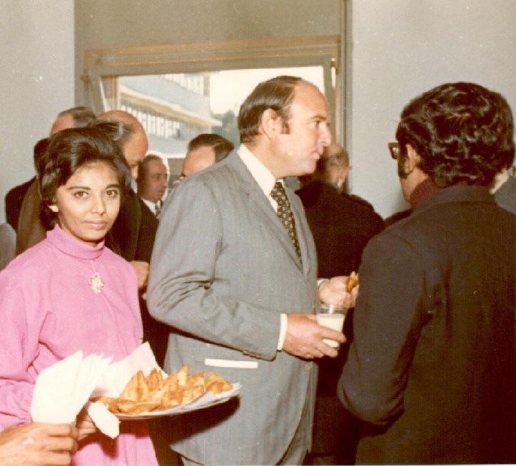 Prince Sadruddin Aga Khan at refugge camp in Italy.