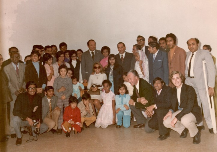 Prince and Princess Sadruddin Aga Khan with Asian refugees at a camp in Italy, photo Barakah