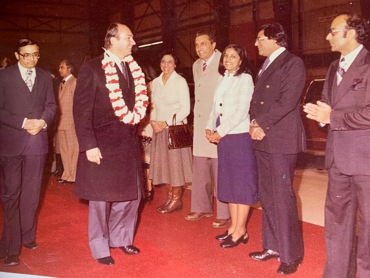 Mansoor Ladha with His Highness the Aga Khan in Edmonton Canada 1978 Barakah.com