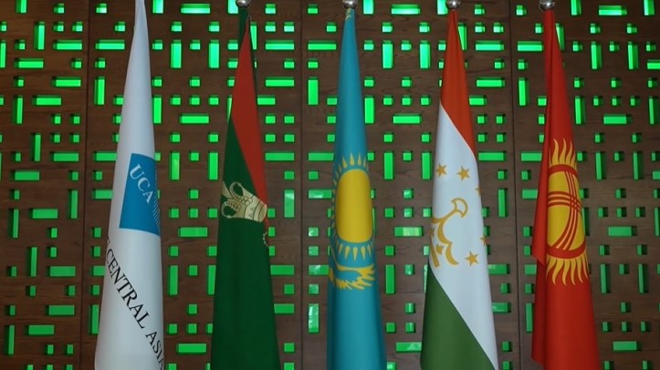 Flags of the University of Central Asia, the Ismaili Imamat and the University's treaty partners Kazakhstan, Tajikistan and Kyrgyzstan at the convocation ceremony held on June 19, 2021 at campuses in Khorog and Naryn
