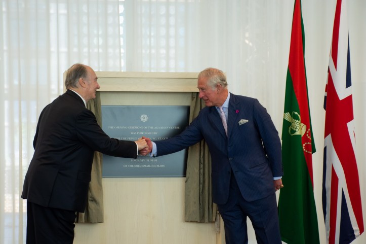 Flag of Ismaili Imamat and Union Jack Prince Charles Aga Khan