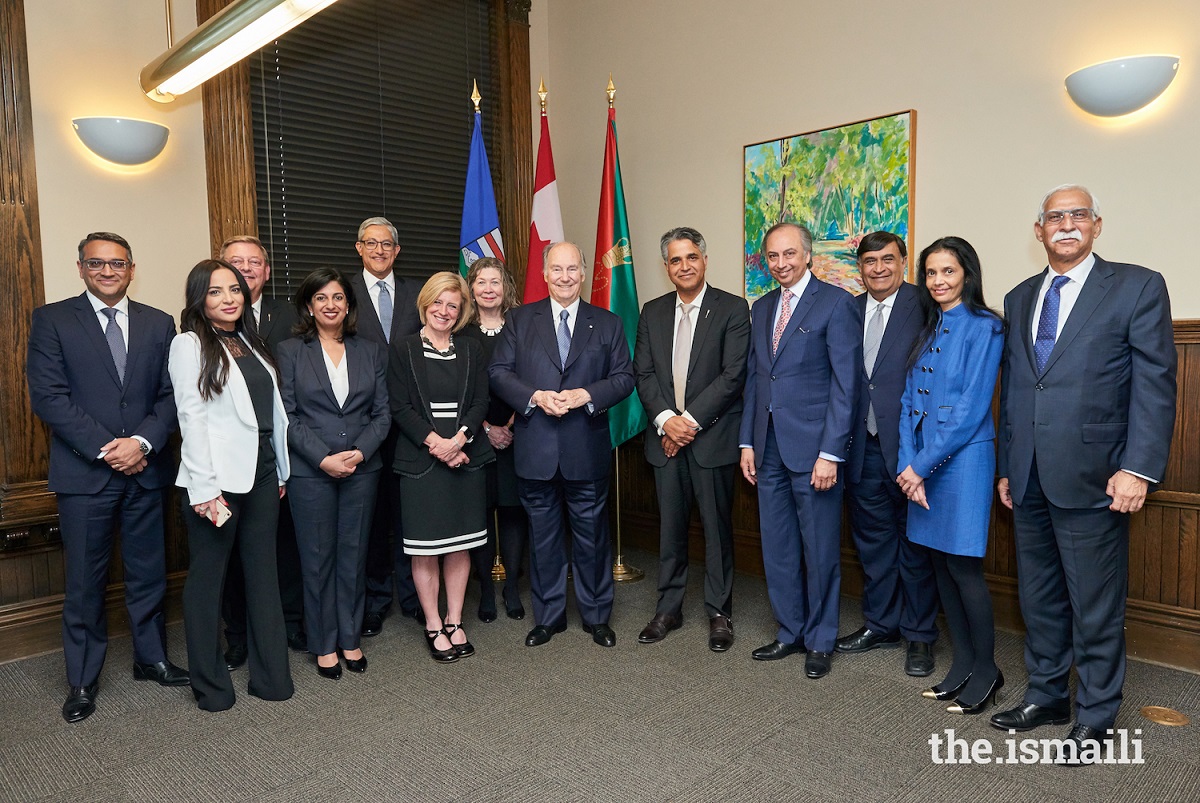Mawlana Hazar, His Highness the Aga Khan, and Alberta Premier Rachel Notley Diamond Jubilee Barakah