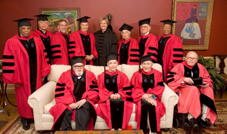 Aga Khan with British author J.K. Rowling at Harvard