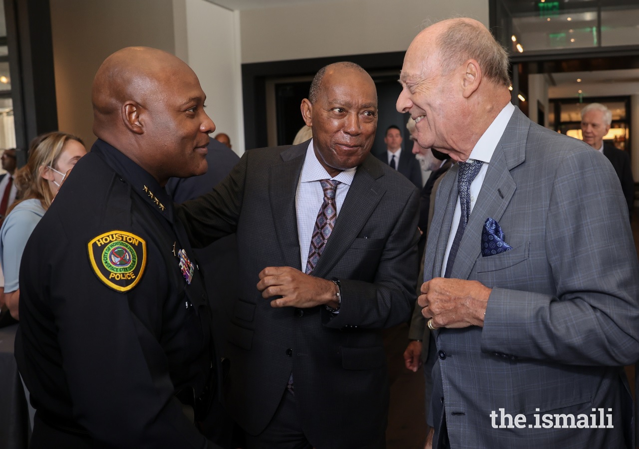 Mayor Sylvester Turner introduces Prince Amyn to Houston Police Department Chief Troy Finner; August 11, 2022.