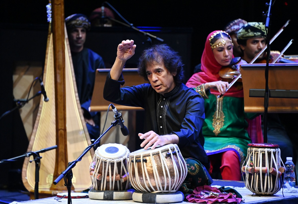 Ustad Zakir Hussain, winner of the Aga Khan Music Lifetime Achievement Award performs at Royal Opera House Muscat’s House of Musical Arts on October 29, 2022.
