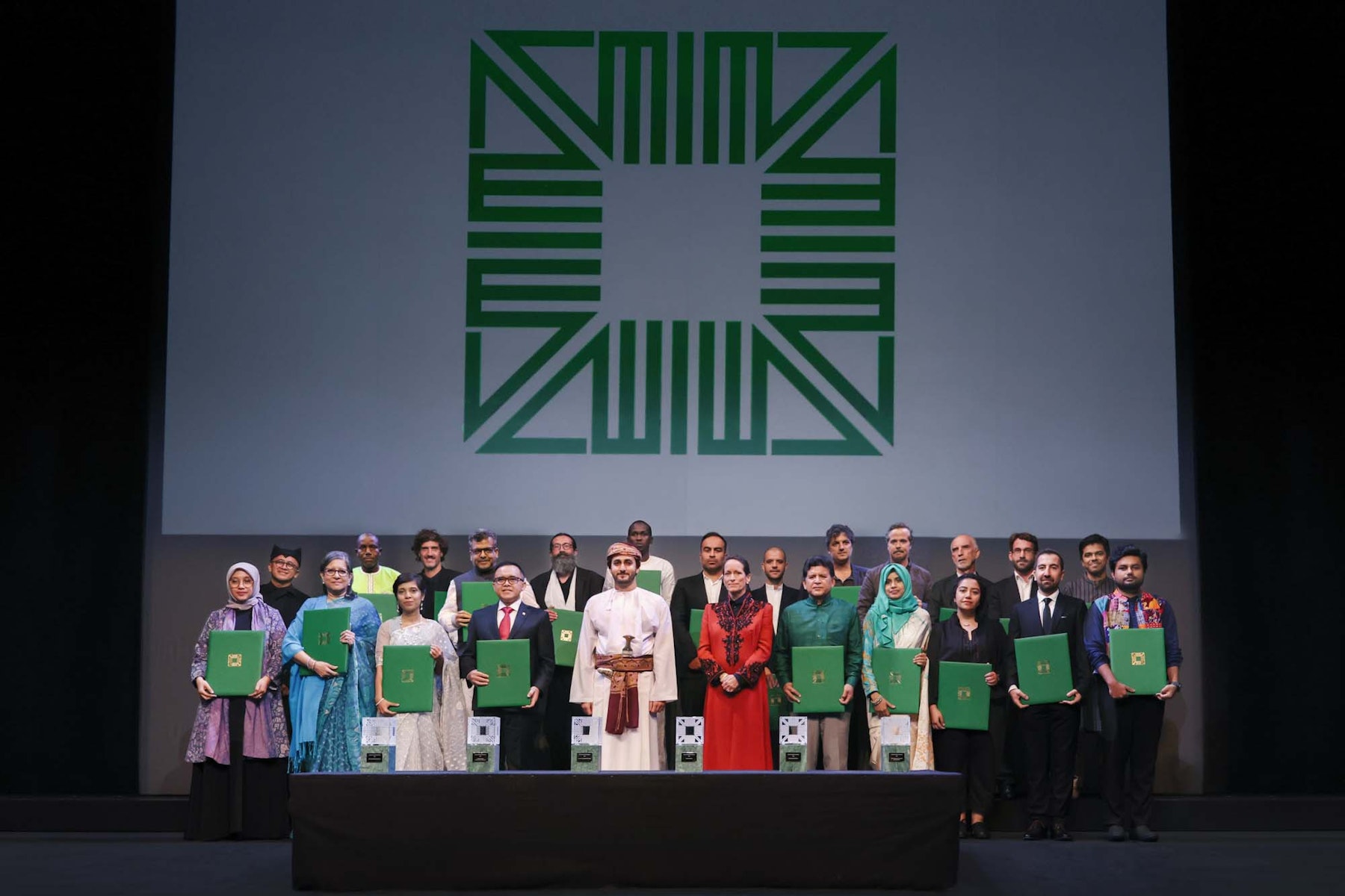 Winners of the 2022 Aga Khan Award for Architecture with Crown Prince of Oman, His Highness Sayyid Theyazin Bin Haitam Al Said and Princess Zahra Aga Khan.