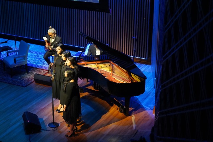 Ismaili youth present a special song, the the sixth and final in a series of six, in honour of Prince Hussain Aga Khan’s exhibition The Living Sea – Fragile Beauty which is being held in Calgary, Toronto and the University of Waterloo. This picture was captured at the Aga Khan Museum;