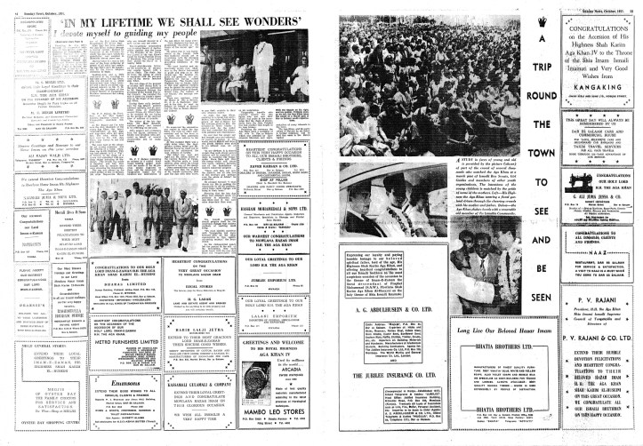 Tanganyika Standard Aga Khan Special Coverage Diamond Jubilee, Death and Enthronement