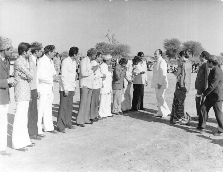 Ismaili Imam Aga Khan in Methan Village, Sidhpur, India, for meeting with followers and foundation ceremony of new Ismaili Jamatkhana prayer house, Barakah.