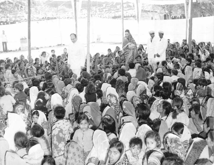 Ismaili Imam Aga Khan in Methan Village, Sidhpur, India, for meeting with followers and foundation ceremony of new Ismaili Jamatkhana prayer house, Barakah.