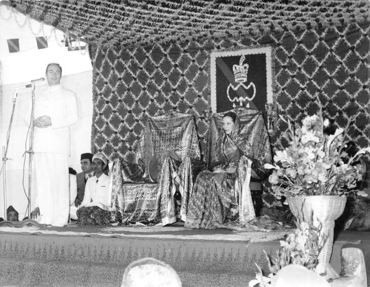 Ismaili Imam Aga Khan in Methan Village, Sidhpur, India, for meeting with followers and foundation ceremony of new Ismaili Jamatkhana prayer house, Barakah.