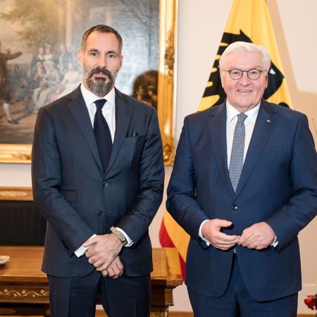 Prince Rahim Aga Khan son of 49th Ismaili Imam and His Excellency Dr Frank-Walter Steinmeier, President of the Federal Republic of Germany, pictured in Berlin on Monday, January 18, 2024.
