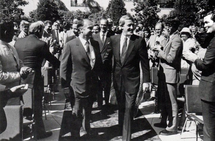 The Aga Khan and Brian Mulroney 1985 at the opening of the Ismaili Centre Vancouver