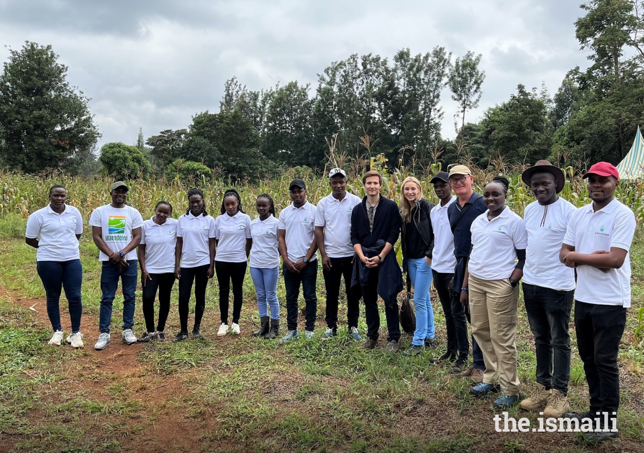 Prince Aly Muhammad, accompanied by his sister Princess Theresa Zu Leiningen, meets with the Green Champions of the Maendeleo project during his visit to Kenya between August 13 and 17, 2024.