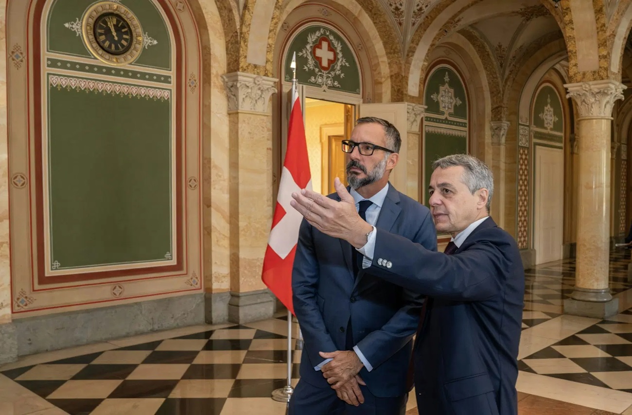 Prince Rahim Aga Khan and Federal Councillor Ignazio Cassis, Head the Federal Department of Foreign Affairs of the Swiss Federation meet on September 10, 2024.