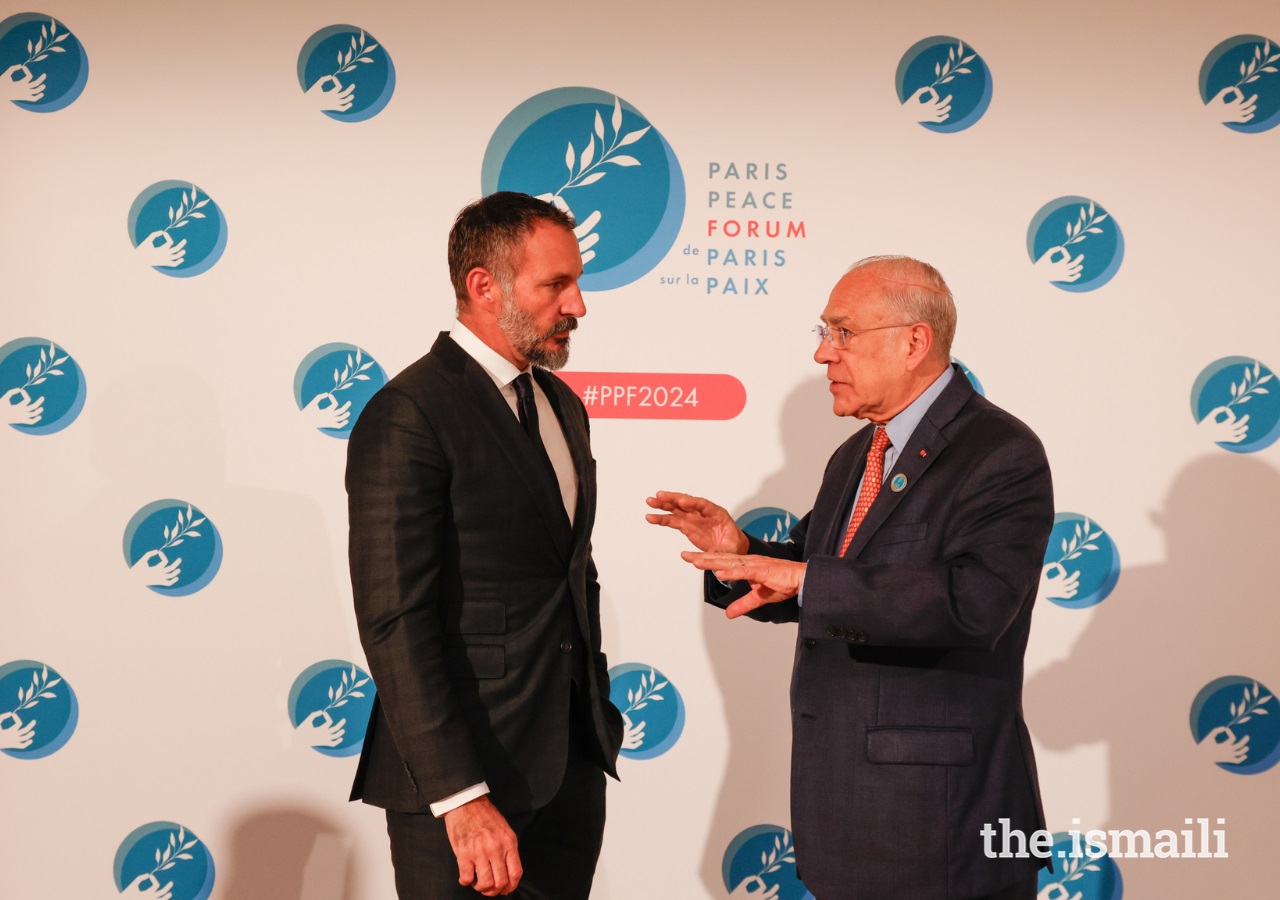Prince Rahim in conversation with Ángel Gurría, President of the Paris Peace Forum