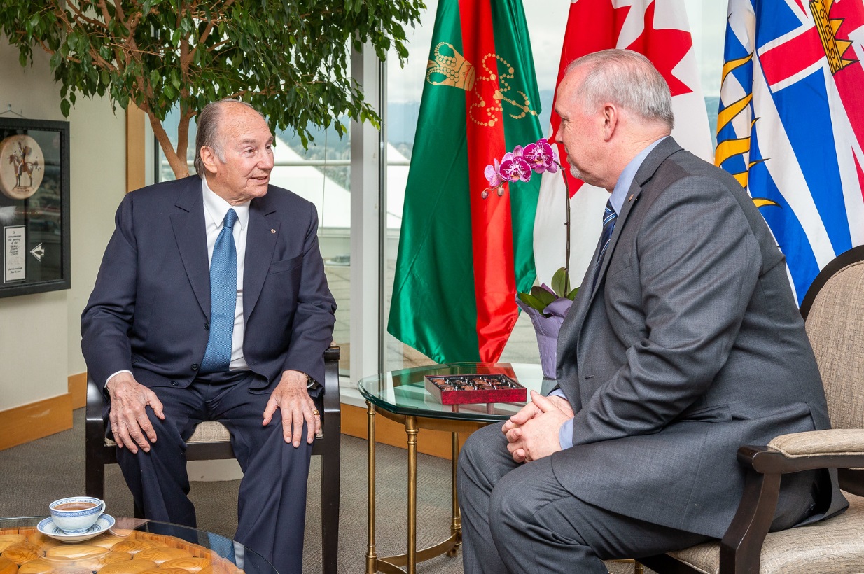 Premier John Horgan meets Mawlana Hazar Imam, His Highness the Aga Khan, on May 18, 2018, in Vancouver, on the occasion of his Diamond Jubilee.