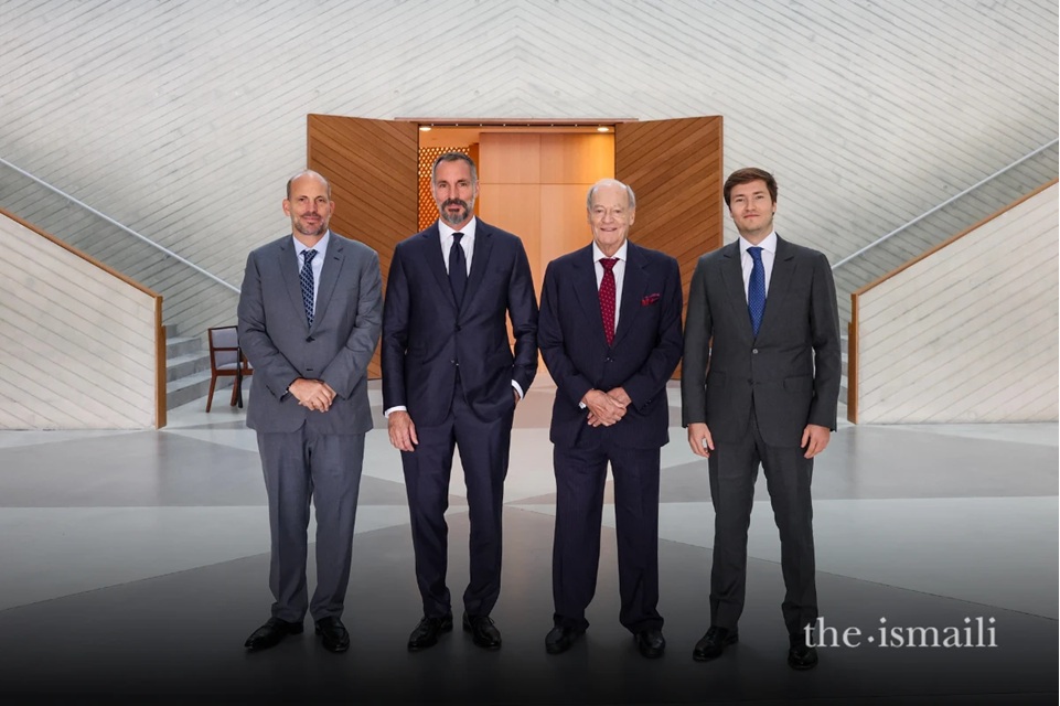 His Highness the Aga Khan with members of his family who joinded him for the inauguration of the Ismaili Center in Houston.