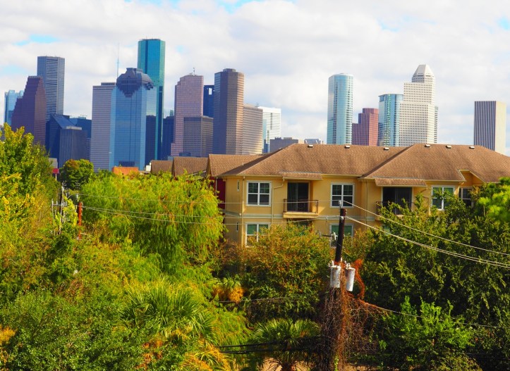 Ismaili Center Houston a view of the downtown from a smaller evian