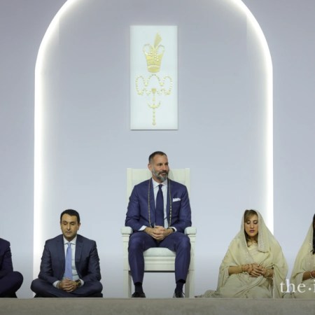 Aga Khan bestowing the Ismaili communities of Portugal and Spain with a Didar in Lisbon, Portugal