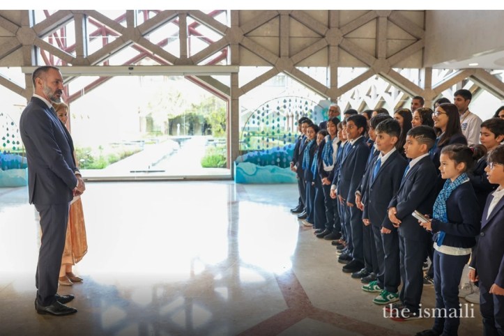 Aga Khan greets young Ismaili volunteers at the Ismaili Centre Lisbon
