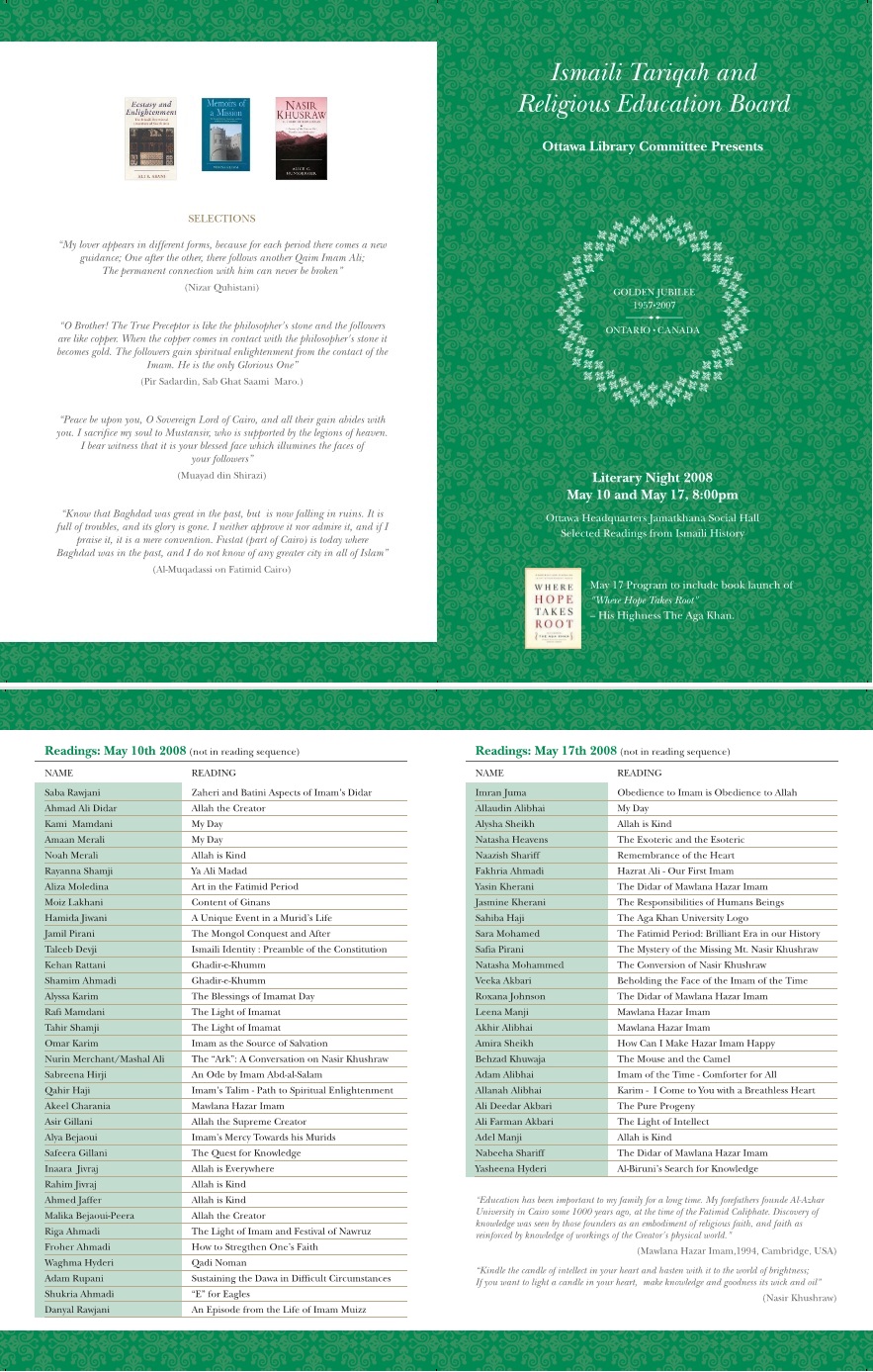 Literary Night Program Ottawa