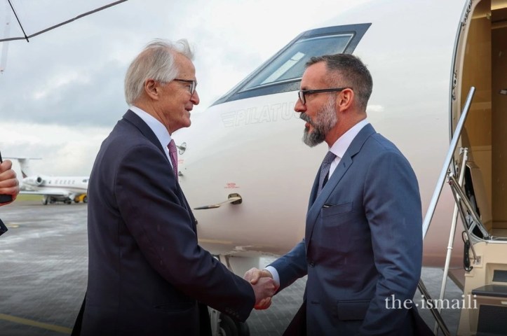 Aga Khan arrives in the UK