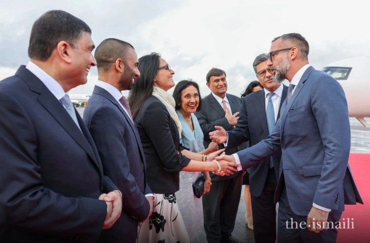 Aga Khan welcomed upon his arrival in the UK
