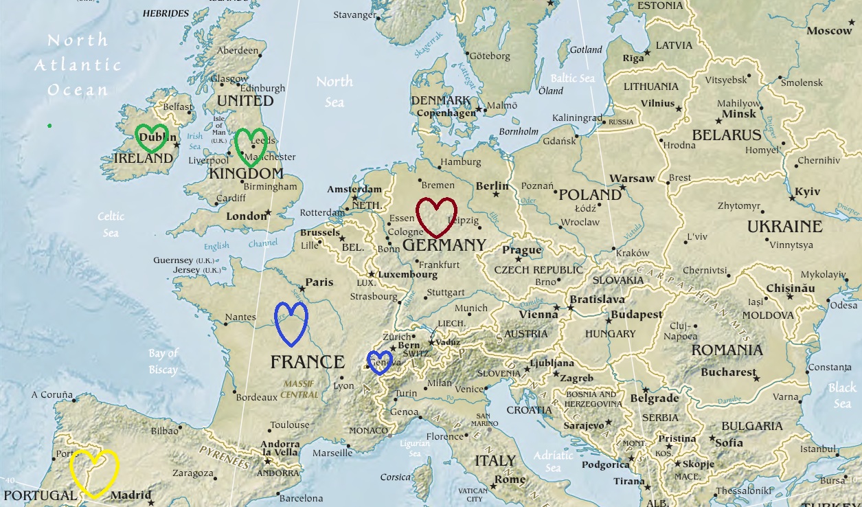 Map of Europe and the UK