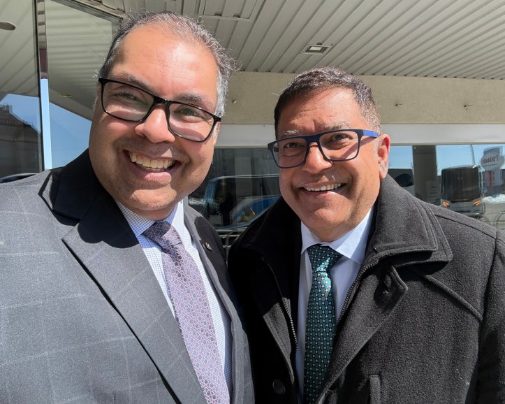 Naheed Nenshi and Malik Merchant at Laval Jamatkhana groundbreaking