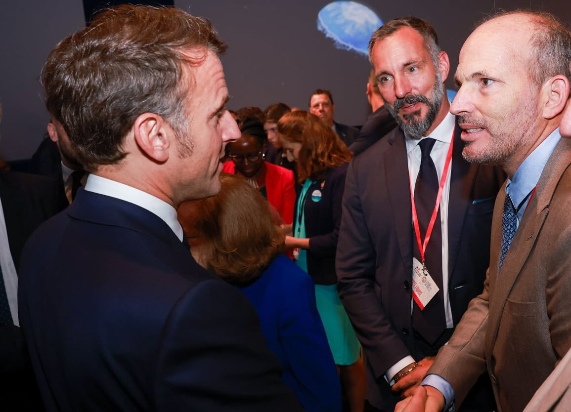 Prince Hussain, Prince Rahim and President Macron